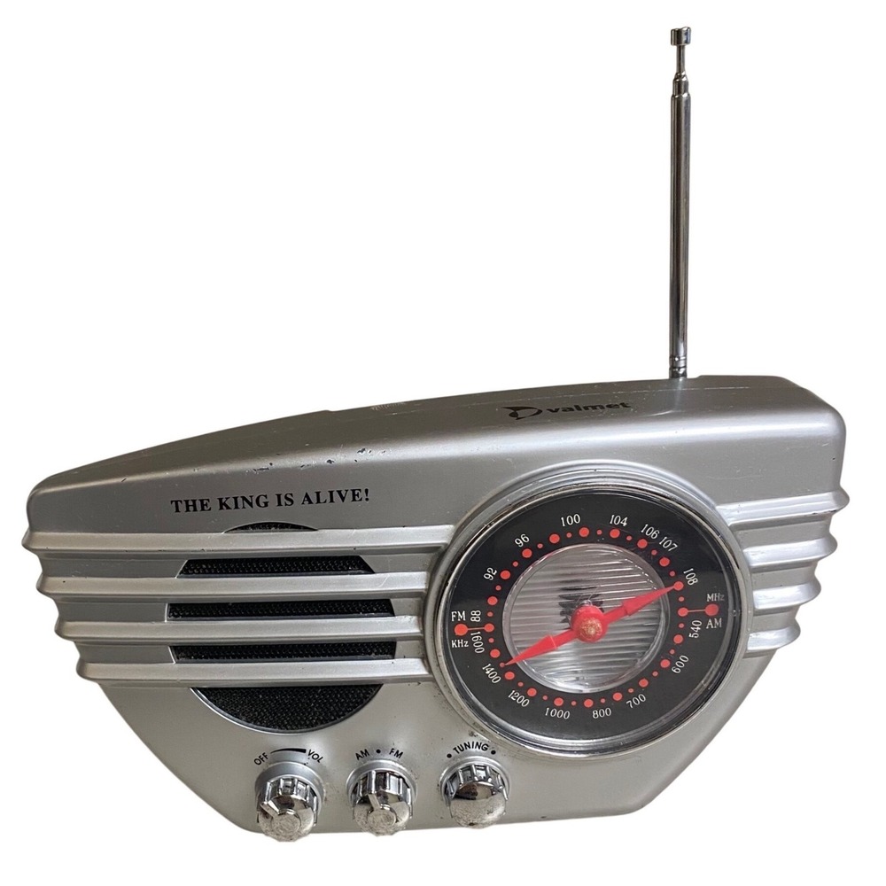 Valmet The King Is Alive Silver Retro AM/FM Portable Radio Analog Tuning Dial